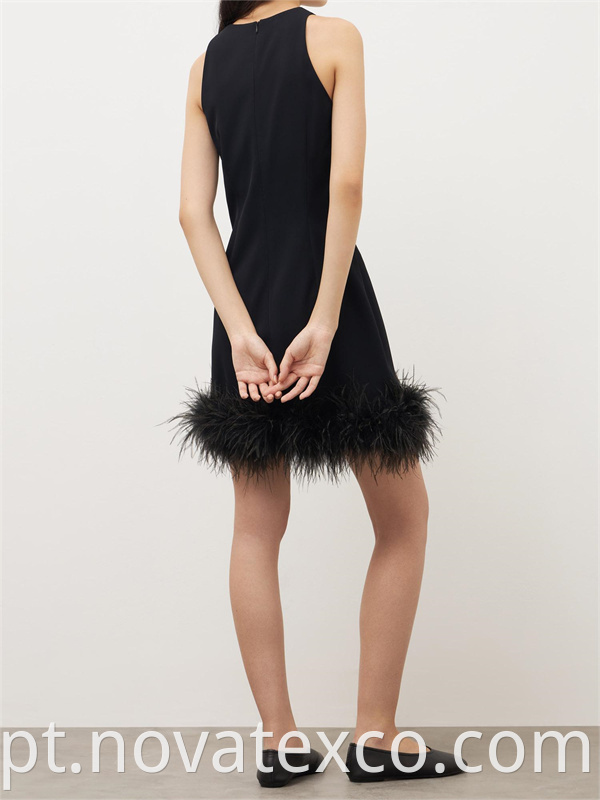 Feather Skirt Hem Vest Dress